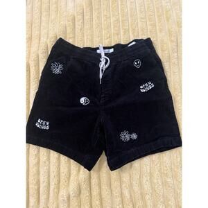 Men’s PAC Sun Black Corduroy Valley Shorts With White Embroidery Size Medium